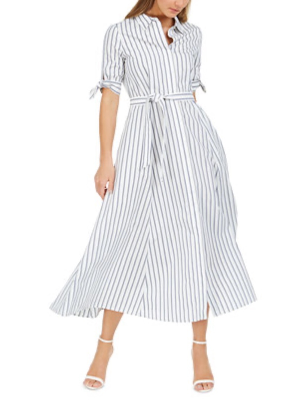 NEW Calvin Klein Cotton Striped Midi Shirtdress 10 Office Staple Everyday